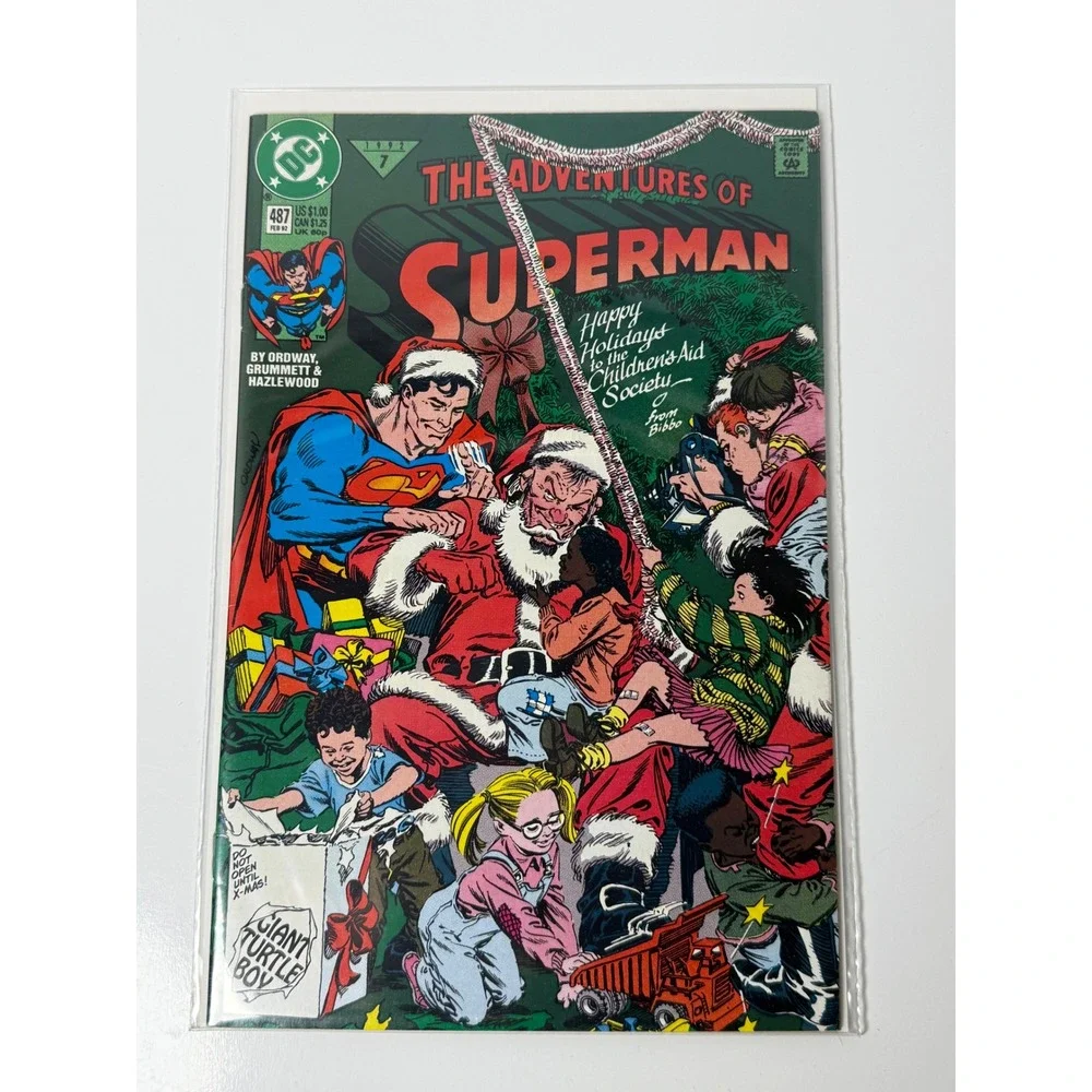 DC Comics The Adventures of Superman 487 Feb 1992 Holiday Christmas Santa Cover